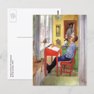 Esbjorn Doing His Homework by Carl Larsson Postcard