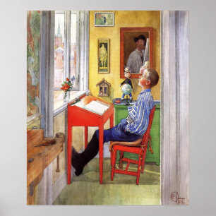 Esbjorn Doing His Homework by Carl Larsson Poster