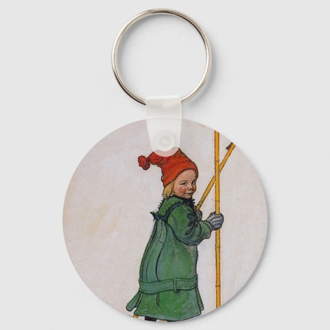 Esbjorn on Skis 1905 Key Ring (Front)