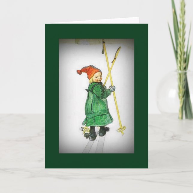 Esbjorn on Skis - Esbjorn Auf Skiern Holiday Card (Front)