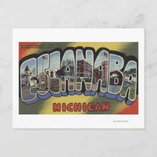 Escanaba, Michigan - Large Letter Scenes Postcard