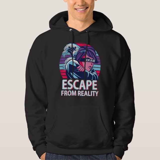 Escape From Reality Vaporwave Aesthetic Japanese E Hoodie (Front)