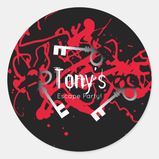 Escape Party Birthday Maze Keys Mystery Classic Round Sticker (Front)