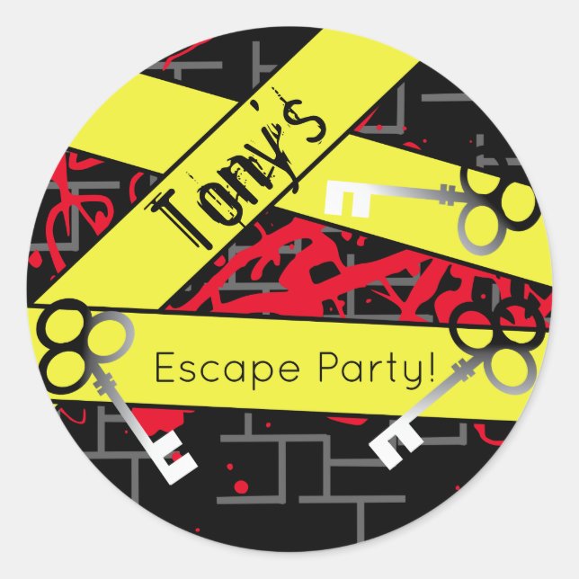 Escape Party Birthday Maze Keys Mystery Mix Classic Round Sticker (Front)