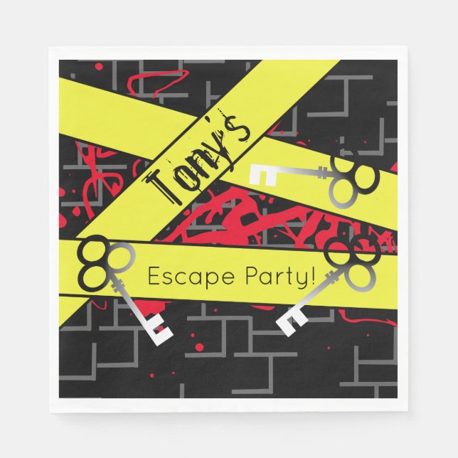 Escape Party Birthday Maze Keys Mystery Mix Napkin (Front)