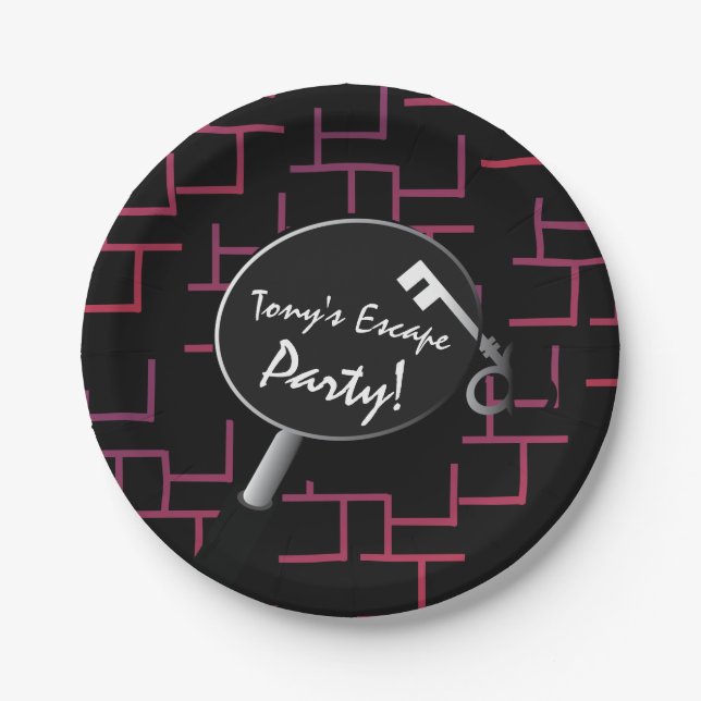 Escape Party Maze Mystery Birthday Paper Plate (Front)