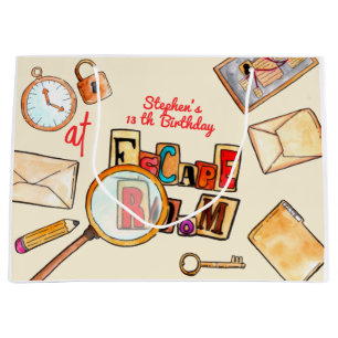 Escape room birthday large gift bag