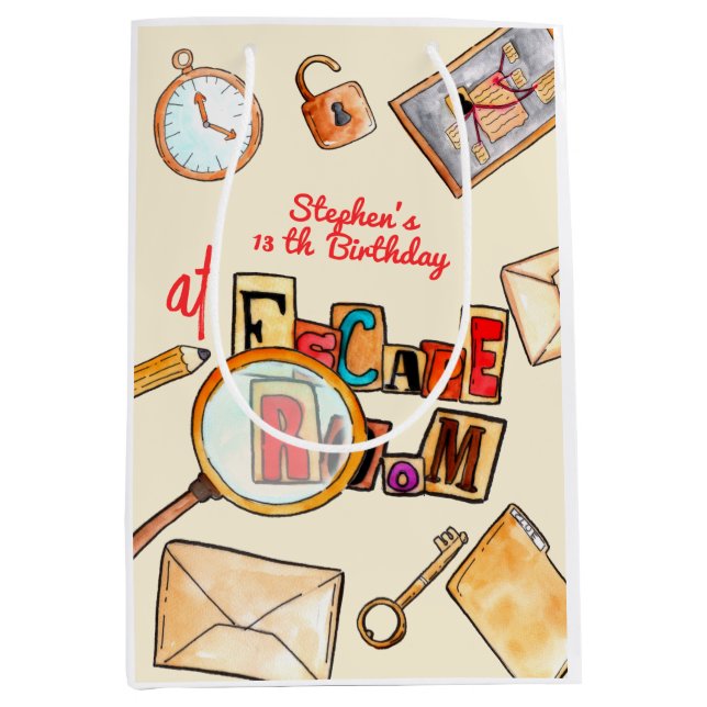 Escape room birthday medium gift bag (Front)