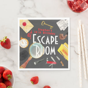 Escape room birthday napkin