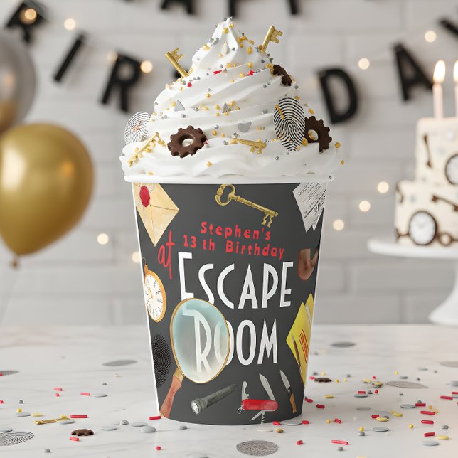 Escape room birthday paper cups (Creator Uploaded)