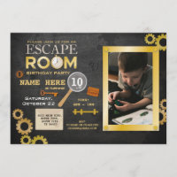 Escape Room Birthday Party Clues Invitation Photo