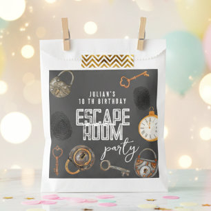 Escape room birthday party favour bags