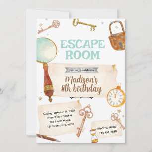 Escape room birthday Party Invitation