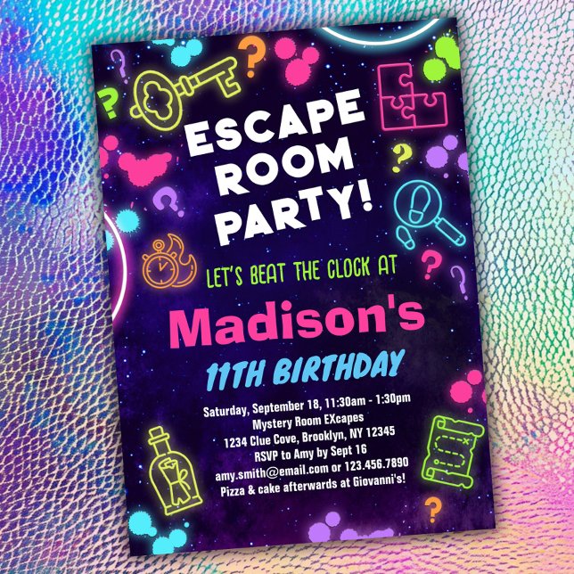 Escape Room Birthday Party Invitation for Kids (Creator Uploaded)