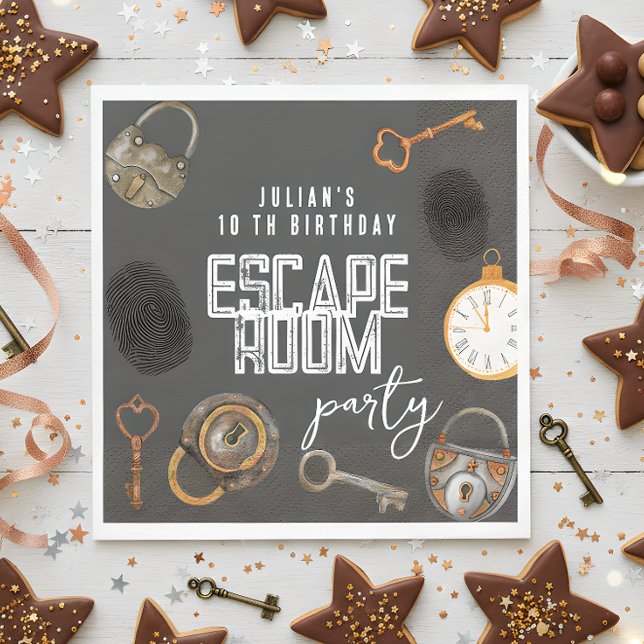 Escape room birthday party napkin (Creator Uploaded)