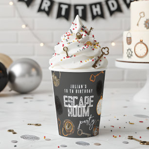 Escape room birthday party paper cups