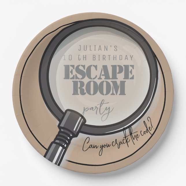 Escape room birthday party paper plate (Front)