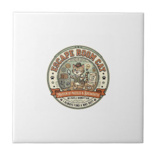 Escape Room Cat Escape Room Cat Vintage Vector Art Tile