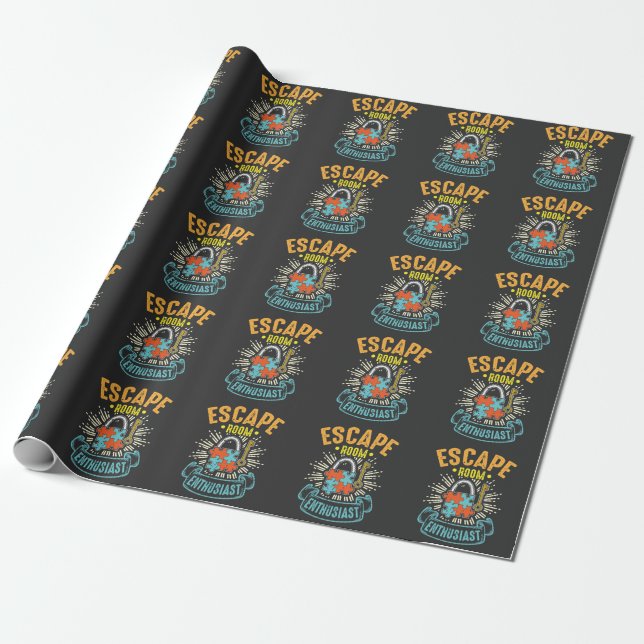 Escape Room Enthusiast Puzzle Game Adventure Wrapping Paper (Unrolled)