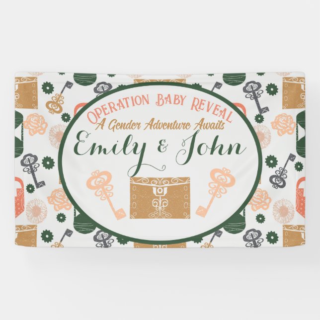 Escape Room Gender Reveal Baby Shower Banner (Horizontal)