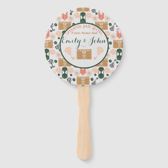 Escape Room Gender Reveal Baby Shower Hand Fan (Front)