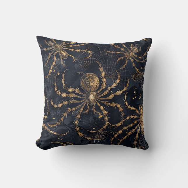 Escape Room Interior Decor Gold Spider Dark Cushion (Front)