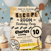 Escape Room Kids Birthday Invitation