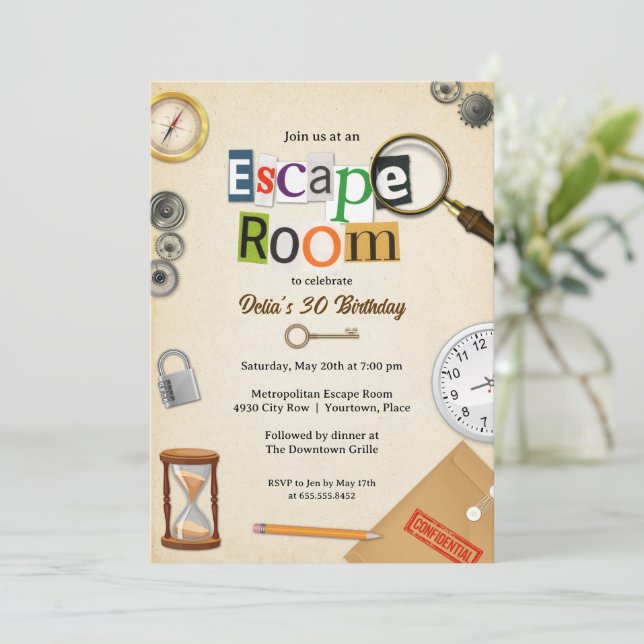 Escape Room Party Invitation (Standing Front)