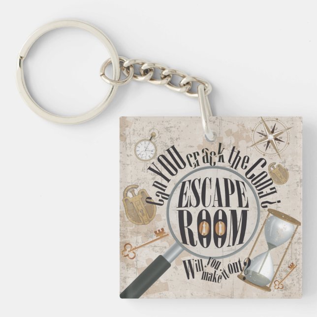 Escape Room Party Puzzle Clue Key Ring (Front)