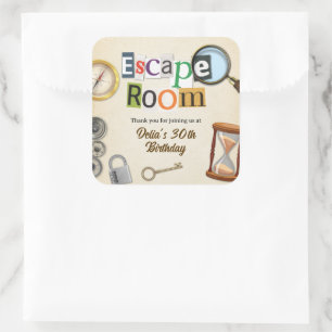Escape Room Party Square Sticker