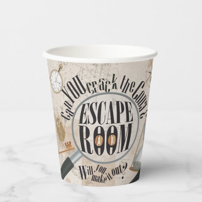 Escape Room Party Supplies Mystery Scavenger Hunt Paper Cups (Front)