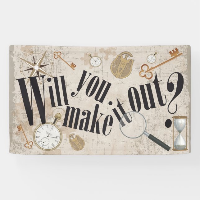 Escape Room Party - Will You Make It Out? Banner (Horizontal)
