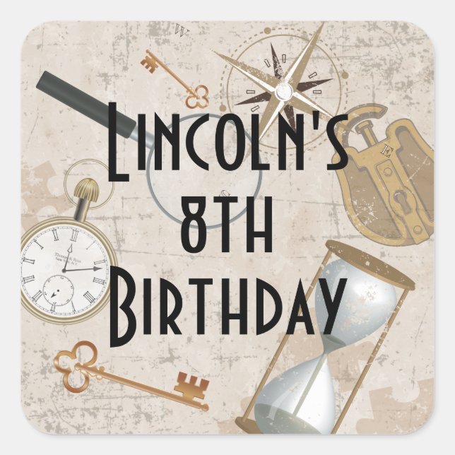 Escape Room Scavenger Hunt Puzzle Personalised Square Sticker (Front)