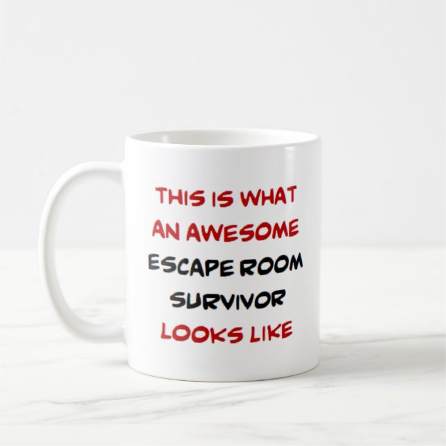 escape room survivor, awesome coffee mug (Left)