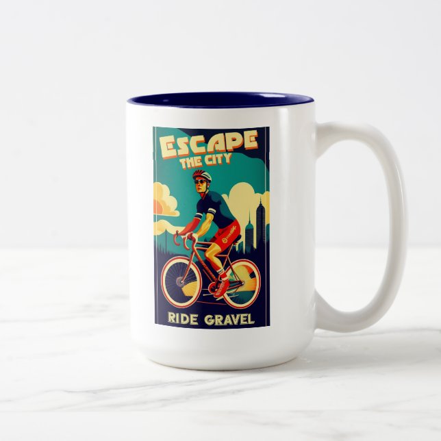 Escape The City Ride Gravel Cycling Two-Tone Coffee Mug (Right)