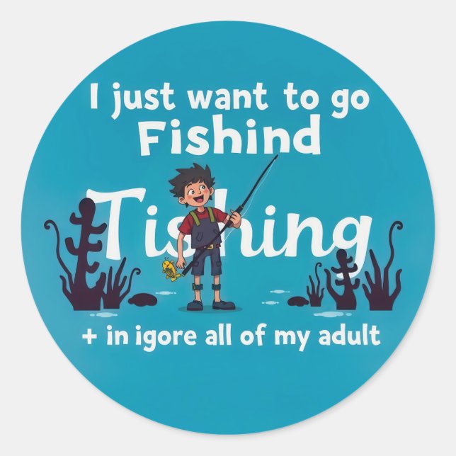 Escape to Childhood: The Joy of Fishing Classic Round Sticker (Front)