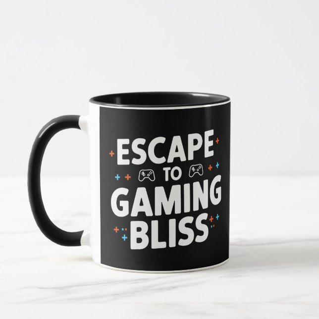 Escape to Gaming Bliss, gamers mugs  (Left)