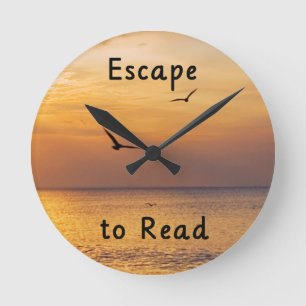 Escape to Read Wall Clock Book Lover Quote