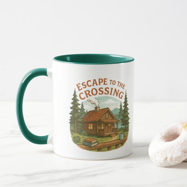 ESCAPE TO THE CROSSING Maggie Sullivan Cosy Cabin Mug (With Donut)