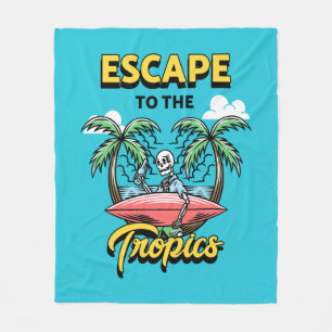 Escape to the Tropics Skeleton Surf Fleece Blanket