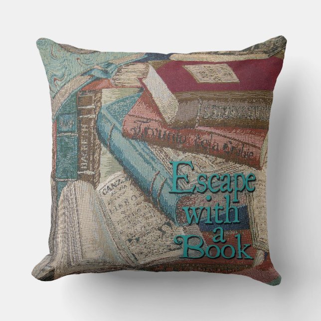 Escape With A Book Decorative Throw Pillow (Front)