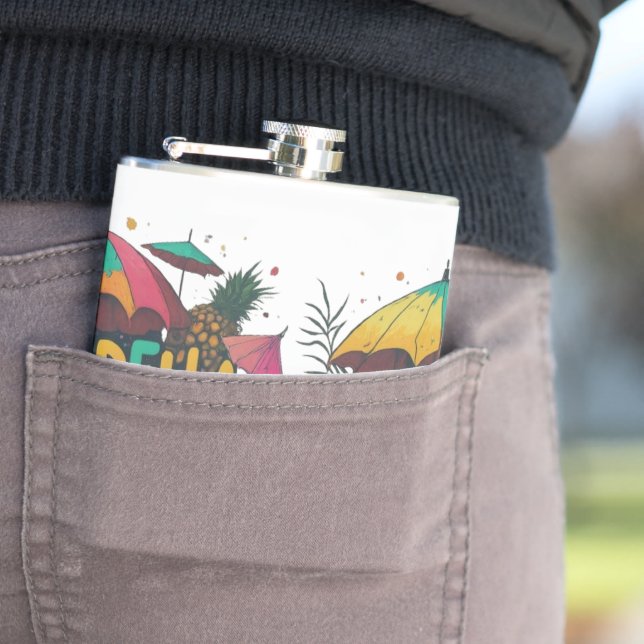 Escape with a Sip: Umbrella Drinks Hip Flask (In Situ)