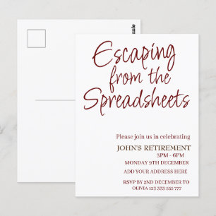 Escaping from the spreadsheets Funny Retirement  Postcard