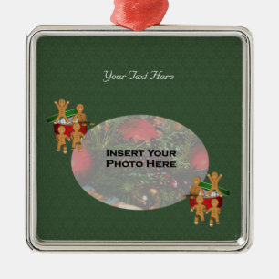 Escaping Gingerbread Men Holiday Photo Ornament