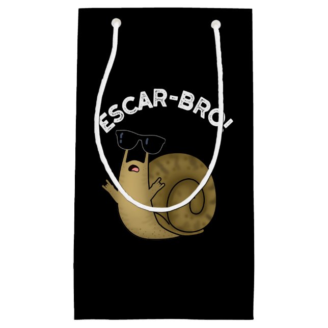 Escar-bro Funny French Escargot Snail Pun Dark BG Small Gift Bag (Front)