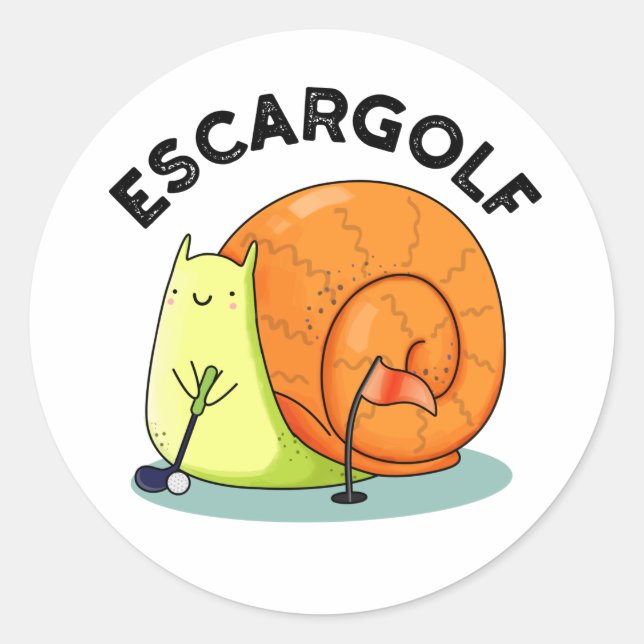 Escar-golf Funny Escargot Snail Pun  Classic Round Sticker (Front)