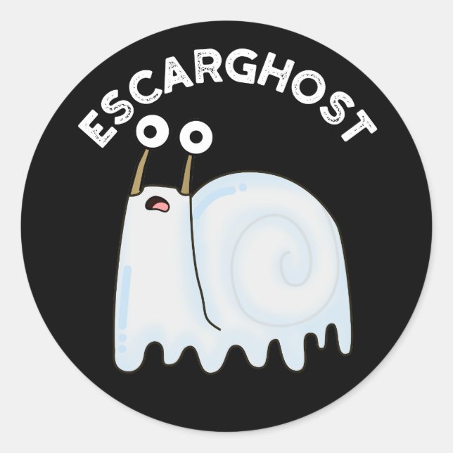 Escarghost Funny French Ghost Snail Pun Dark BG Classic Round Sticker (Front)