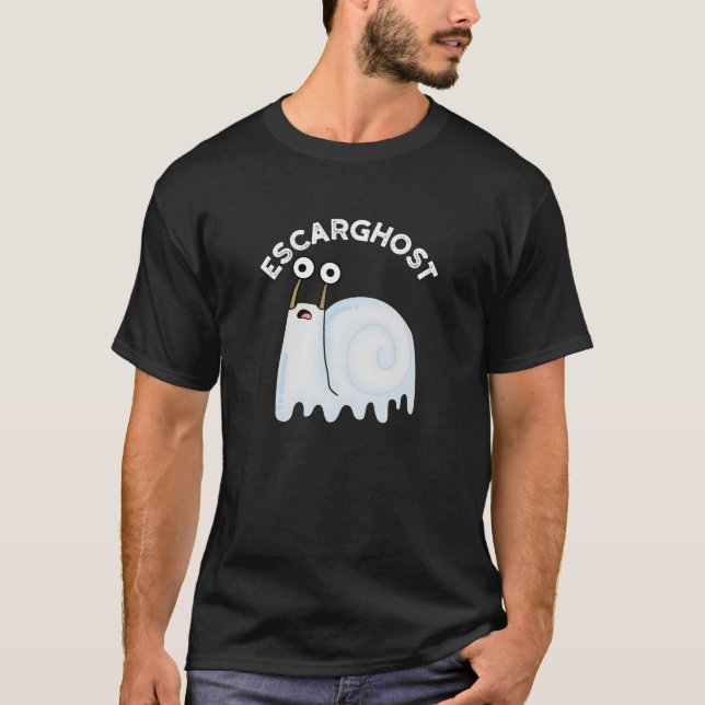 Escarghost Funny French Ghost Snail Pun Dark BG T-Shirt (Front)