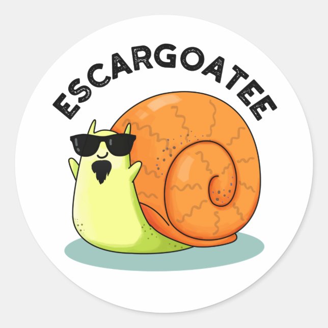 Escargoatee Funny Snail Escargot Pun  Classic Round Sticker (Front)