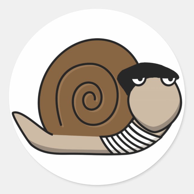 Escargot - French Snail Classic Round Sticker (Front)